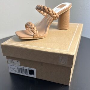 Dolce Vita Tan Braided Heels with Chunky Cylindrical Heel